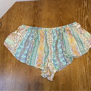Y2K Victorias Secret Boho Paisley Pajama Shorts Mint Lavender Yellow Size M